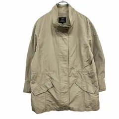 古着 23区 ニジュウサンク 薄手 コート ハイネック 裏地無し ドットボタン×ジップ 長袖 綿×ポリ 46(B92-96/H99-103/T160-164) カーキグリーン レディース