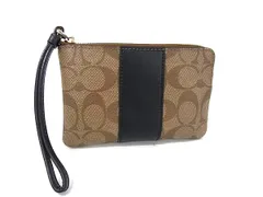 ■美品■ COACH コーチ F58035 シグネチャー PVC×レザー マルチポーチ マルチケース 小物入れ ブラウン系×ブラック系 DG9578