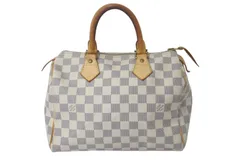 LOUIS VUITTON ルイヴィトン スピーディ25 ハンドバッグ N41371 ダミエアズールキャンバス ホワイト ブラウン 良品 中古 4c076457