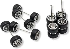 edonsa 1/64 カスタム ホイール ミニカー スポーク ゴム タイヤ 改造 パーツ トミカ ホットウィール 10.5mm 4台分( メタル)