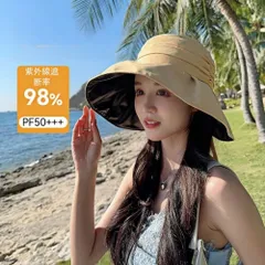 帽子 レディース 夏 春 ハット つば広 小顔効果 遮熱素材 二層 漁師帽 日よけ 99％紫外線カット UPF50+ 炎天下 おしゃれ 大人 可愛い リボン 折りたたみ 通気 旅行 海辺 アウトドア 熱中症対策 外出 観光 サイズ調整 携帯便利