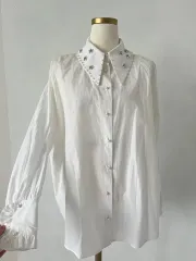 ZARA(ザラ) ジュエルカラ ポプリンシャツ s