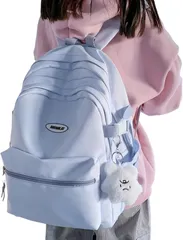 Raizm サイズ感マル リュック リュックサック バックパック レディース 韓国 女子 大容量 大学生 高校生 中学生 通学 A4 旅行( ライトブルー)