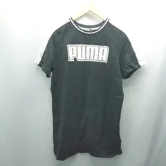 ◇ PUMA ラウンドネック カジュアル ブランドロゴ オーバーサイズ 半袖 Tシャツ サイズM ブラック レディース E  【1308290000557】