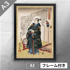 歌川国芳　「太平記英勇伝 建中官兵衛重治 竹中半兵衛」　浮世絵ポスター　A3　マット　その112　【フレーム付】《JP》