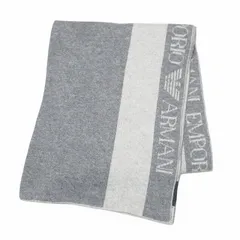 エンポリオアルマーニ EMPORIO ARMANI ロゴマフラー ウール カシミヤ混 グレー Xのサムネイル