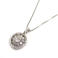 Pt900/Pt850 ネックレス ダイヤモンド0.50ct 2.7g ~45cm フリーチェーン レディース 中古