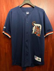 レア MADE IN USA製 90s RUSSELL ATHLETIC × MLB DETROIT TIGERS DIAMOND COLLECTION ベースボールジャージ ネイビー 48サイズ