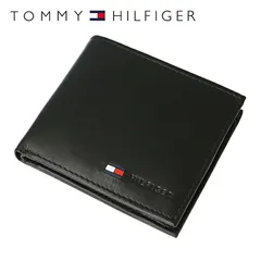 【訳あり】トミーヒルフィガー 財布 TOMMY HILFIGER 二つ折り財布 31TL25X016-001（0096-5475/01） ブラック 小銭入れ有 折り財布 ウォレット レザー 革 トミー シンプル