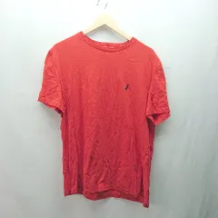 ◇ NAUTICA ノーティカ クルーネック 刺<!-利用不可文字-!> ブランドロゴ ストレッチ 半袖 カットソー サイズL レッド レディース E  【1308290060452】