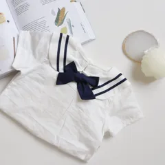 ［即納60cm］マリンスタイル風　半そでベビーロンパース