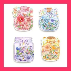 【スタッフおすすめ！】Alideco 120枚 シール フレークシール コラージュ 素材 ペーパー 素材紙 レトロ かわいい ブロンズ 花 PET耐水性 海外 韓国 シール帳 ，メモ用紙ノート素材、日記装飾用品（