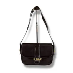 セリーヌ　CELINE ミニショルダーバッグ　ダークブラウン　レザー　馬車金具　ホースキャリッジ　ヴィンテージ