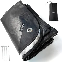 JIMENCE ジーメンス グランドシート レジャーシート アルミ防水 150x210cm 収納袋付き 1～3人用(ブラック)