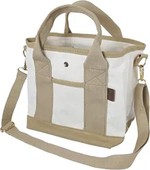 Crossmarbery(クロスマーベリー) ミニトートバッグ 2way ショルダーバッグ キャンバス ハンドバッグ 手提げ 軽量 R36 IV/BR( アイボリー/ブラウン)