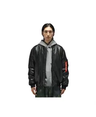 【送料無料】 アルファインダストリーズ メンズ ジャケット・ブルゾン アウター Men's Leather Ma-1 Flight Jacket Black