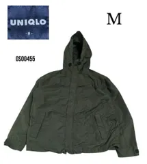 os00455オールドユニクロ　古着フード付きナイロンジャケット　ブルゾン　カーキMテック