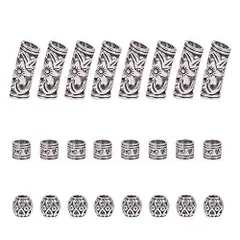 【在庫処分】PH PandaHall 約60個/箱 3種 ドレッドロックビーズ 合金 スペーサービーズ チベットスタイル アクセサリーパーツ 編み込み ビーズ ヘアコイルカフス ジュエリー用 ハンドメイド 手芸パーツ