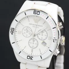 QZ エンポリオアルマーニ AR-1424 50M 白文字盤 クロノ デイト レディース腕時計 2000000 NSK KRK