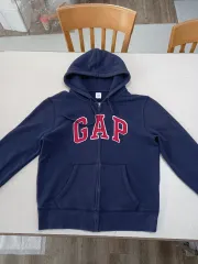 L100 GAP 裏起毛 フード付き ジップアップパーカー ネイビー L ー 550