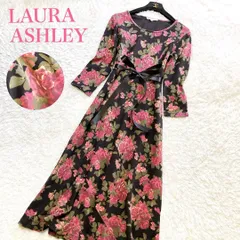 美品 LAURA ASHLEY ローラアシュレイ ロングワンピース マキシ丈 花柄 総柄 Aライン フレア 11号 L