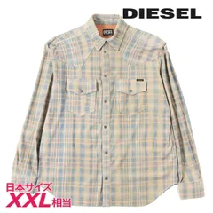 新品・未使用 ディーゼル DIESEL [XXLサイズ相当] レザーシャツ メンズ 羊革 本革 チェック柄 長袖 L-FIVE