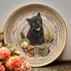 イギリス　エインズレイ　ミート・マイ・キトゥンズ　9月　プレート　黒猫　"ガブリエル-ギャビー"  雑貨　ヴィンテージ