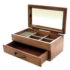 新品 [シアーズ] Sears ジュエリーボックス 木製 宝石箱 アクセサリー ボックス ネックレス リング ピアス 収納 大容量 ダークブラウン s98-0001-db