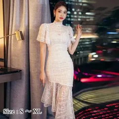 【グラシア】キャバドレス ロングドレス アシンメトリー アシメデザイン チュール フェミニン ベアトップ ロング 花柄 軽やか ヌーディ 総レース 透け感 レース レディース