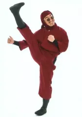 【中古】生写真(男性) 石井靖見(肆)/全身・衣装赤・右足上げ・歯見せ・首傾げ・背景白・キャラクターショット/「ミュージカル 忍たま乱太郎 第8弾 再演 がんばれ五年生!技あり、術あり、初忍務!!」トレーディングブロマイド