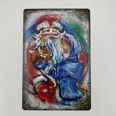 新品 サンタクロース ブリキ 看板 レトロ クリスマス デザイン