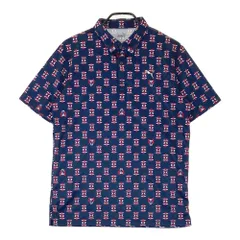 サイズ：L PUMA GOLF プーマゴルフ  半袖ポロシャツ 総柄 ネイビー系 [240101524102] ゴルフウェア メンズ ストスト