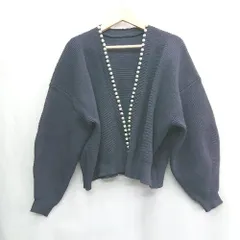 ◇ ⊇ titivate ティティベイト パールデザイン 長袖 ニットカーディガン サイズM ネイビー レディース E  【1503060003312】