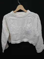 ◇ ⊇ nano universe LB.04 ショート丈 長袖 ケーブルニット セーター サイズF アイボリー系 レディース E  【1505290029711】