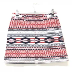【超美品】アディダス スカート レッド×ネイビー 総柄 織生地 レディース M/M ゴルフウェア adidas