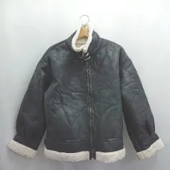 ◇ ⊇ moment+ モーメントプラス フェイクレザー ボアフェイクムートン 長袖 ブルゾン サイズL ブラック レディース E  【1504240011820】