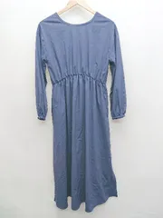 ◇ green label relaxing UNITED ARROWS シンプル サイドスリット 長袖 膝下丈 ワンピース ネイビー レディース P  【1310020000744】