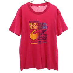 80s ヴィンテージ プリント 半袖 Tシャツ マゼンタピンク メンズ 古着