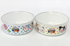 【中古】食器その他(キャラクター) オレンジ×ブルー プレミアムラウンドホーローコンテナセット 「ディズニー TSUM TSUM -ツムツム-」
