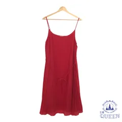 ☆美品☆ H&M エイチアンドエム ひざ丈ワンピース キャミワンピ プリーツ フレア レディース レッド M 901-7858 送料無料 古着