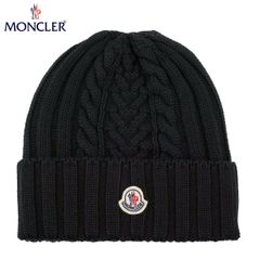45 MONCLER 9Z70600 男女兼用 ケーブル編み ブラック ニット帽