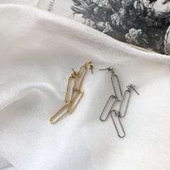 ピアス チェーン 両耳用 大ぶり 縦長 ロングピアス サージカルステンレス 真鍮 オフィス オフィスカジュアル レディース ジュエリー アクセサリー 韓国アクセサリー 283P シースキー【seasukii】