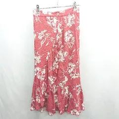 ◇ ⊂ ZARA ザラ 花柄 ミモレ丈 フレア スカート サイズ2 レッド レディース E  【1501160009739】