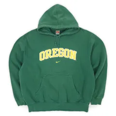 ナイキ NIKE 90s 90年代 ロゴ刺繍 スウェットパーカー フーディー OREGON DUCKS オレゴンダックス TEAM フェード USA アメリカ ヴィンテージ 古着 メンズ パーカー グリーン 緑 L【中古】