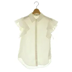ステラマッカートニー STELLA McCARTNEY フリルノースリーブブラウス 比翼ボタン ラウンドヘム コットン 38 オフホワイト /MY ■OSのサムネイル