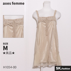 ★美品★ axes femme アクシーズファム ワンピース　膝丈　キャミソール　花柄　ドット柄　レース　チュール 　ベージュ　 【H1054-00】 送料無料　古着　レディース