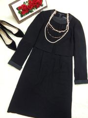 【高級】入学式　卒園式　冠婚葬祭　礼服　lanvin noir マオカラー　ノーカラー　セットアップ　38サイズ　ランバン　ワンピース　ドレス　フォーマル　AF-7