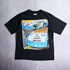【VINTAGE】90s USA製 レーシングTシャツ フェードブラック ブラックジャック JACK BOGGS 90年代 ビンテージ シングルステッチ