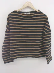 ◇ nano universe ナノユニバース ボーダー 長袖 カットソー サイズF ブラック ベージュ レディース P  【1305040005930】