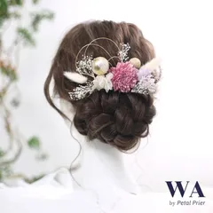 髪飾り【パープル】ドライフラワー ブライダル ウェディング 成人式  K-1